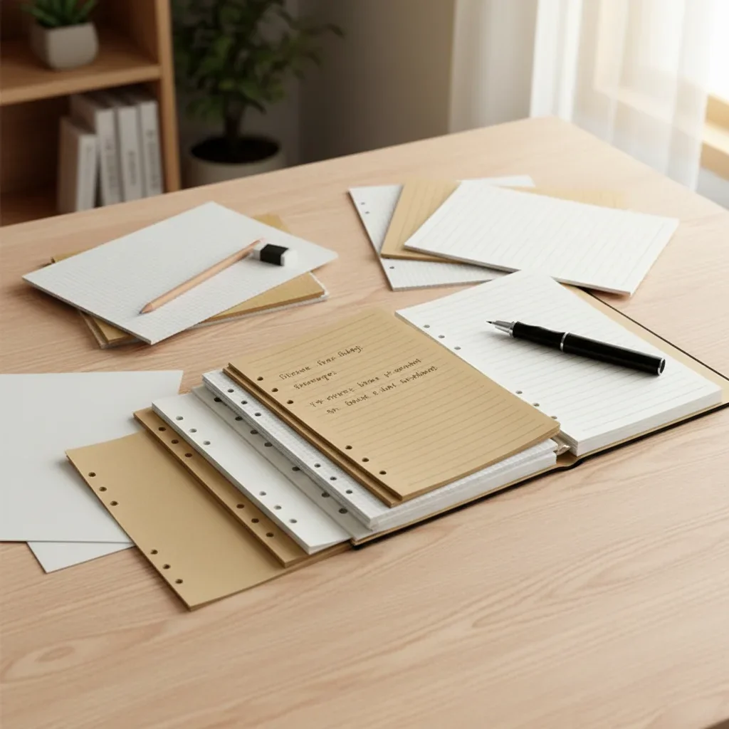 80Sheets Kraft Paper Loose Leaf Paper A5/A6/A7 Horizontal Line/Blank 6-hole Binder Inner Page Notepad Inside Paper Gift