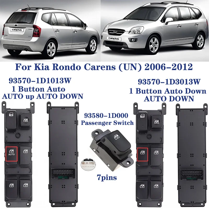 Przełącznik podnośnika szyby elektrycznej kierowcy OEM 93570-1D1013W 93570-1D3013W, pasażera 93580-1D000 do Kia Rondo Carens (UN) 2006-2012
