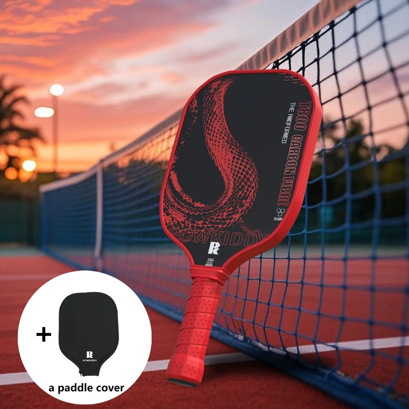 Powkiddy Pickleball T800 Carbon Fiber Hot-Pressed 16mm Professional Competitive Sports Paddle Ball Equipment For Traction