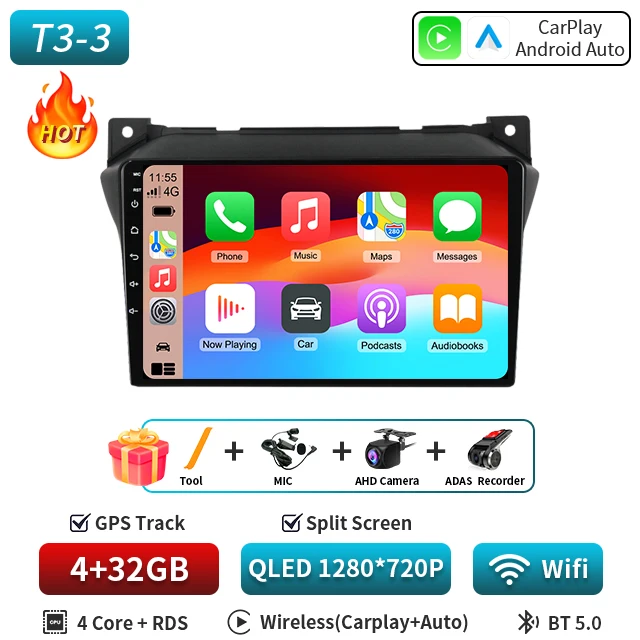 Autoradio Voor SUZUKI Alto Nissan Pixo 2009-2017 GPS Navigatie Android Auto Stereo Multimedia Speler Audio Head Unit 5G 2 DIN