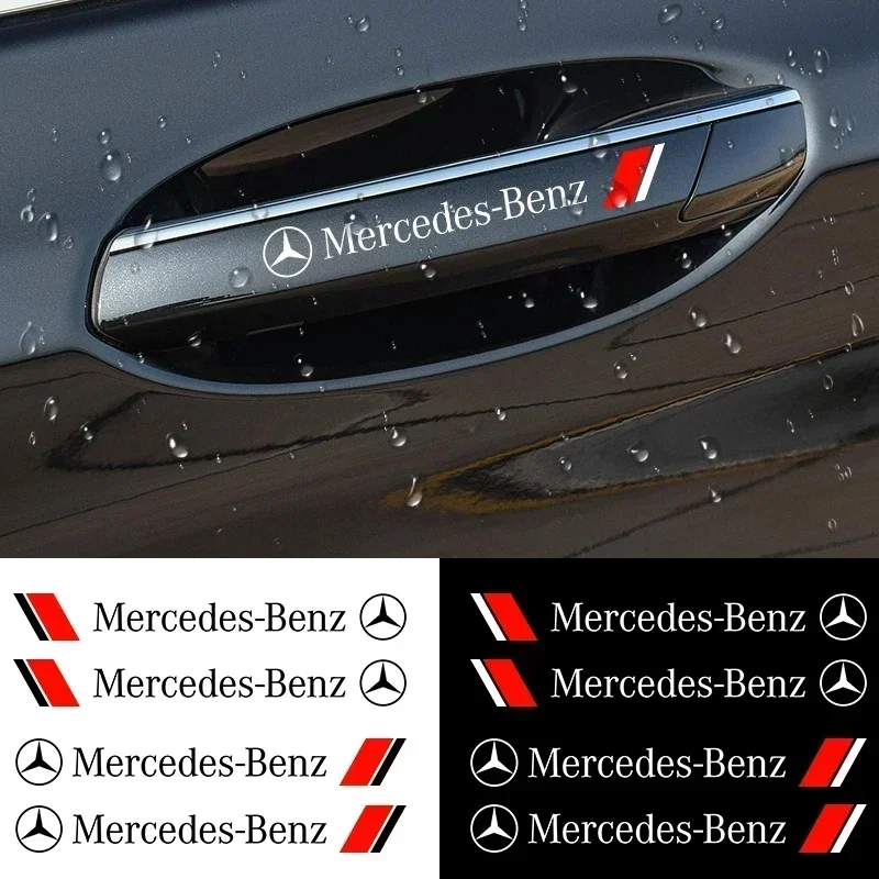 

4PCS Car Door Handle Stickers Body Vinyl Stickers Decals Accessories for Mercedes Benz B/C/E/S Class A Class C200L GLC GLK