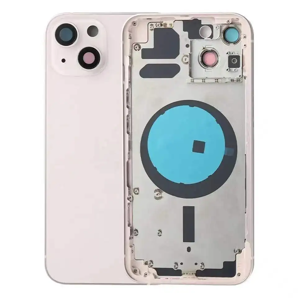 Housing For iPhone 13 13 Mini Back Cover+Mid Chassis Frame+SIM Tray+Side Key Replaced Battery Back Middle Frame 13 Battery Cover