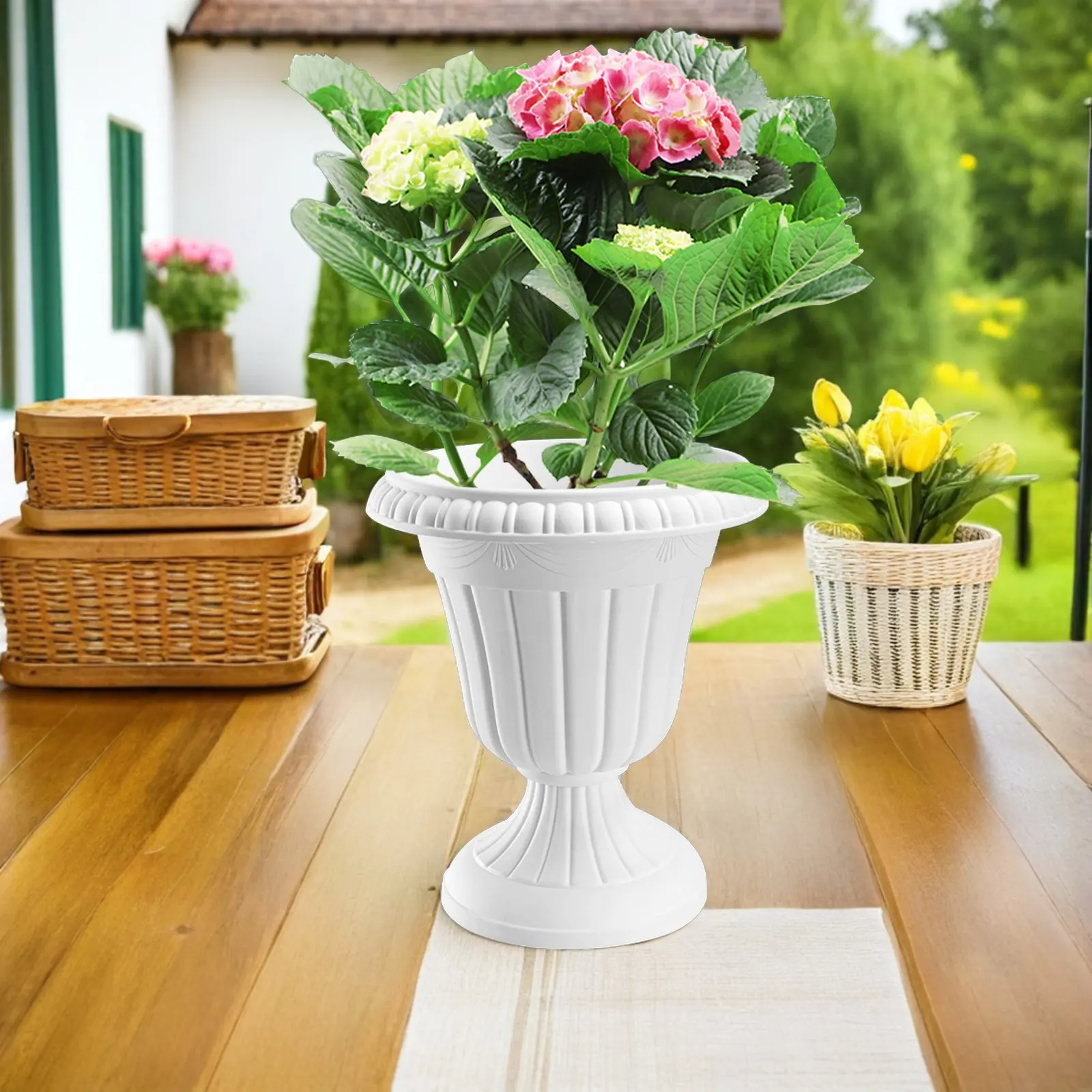 1Set Roman Column Flower Pot Premium Plastic Balcony Planter Decorative Household Flower Container for Home Garden Wedding Porch