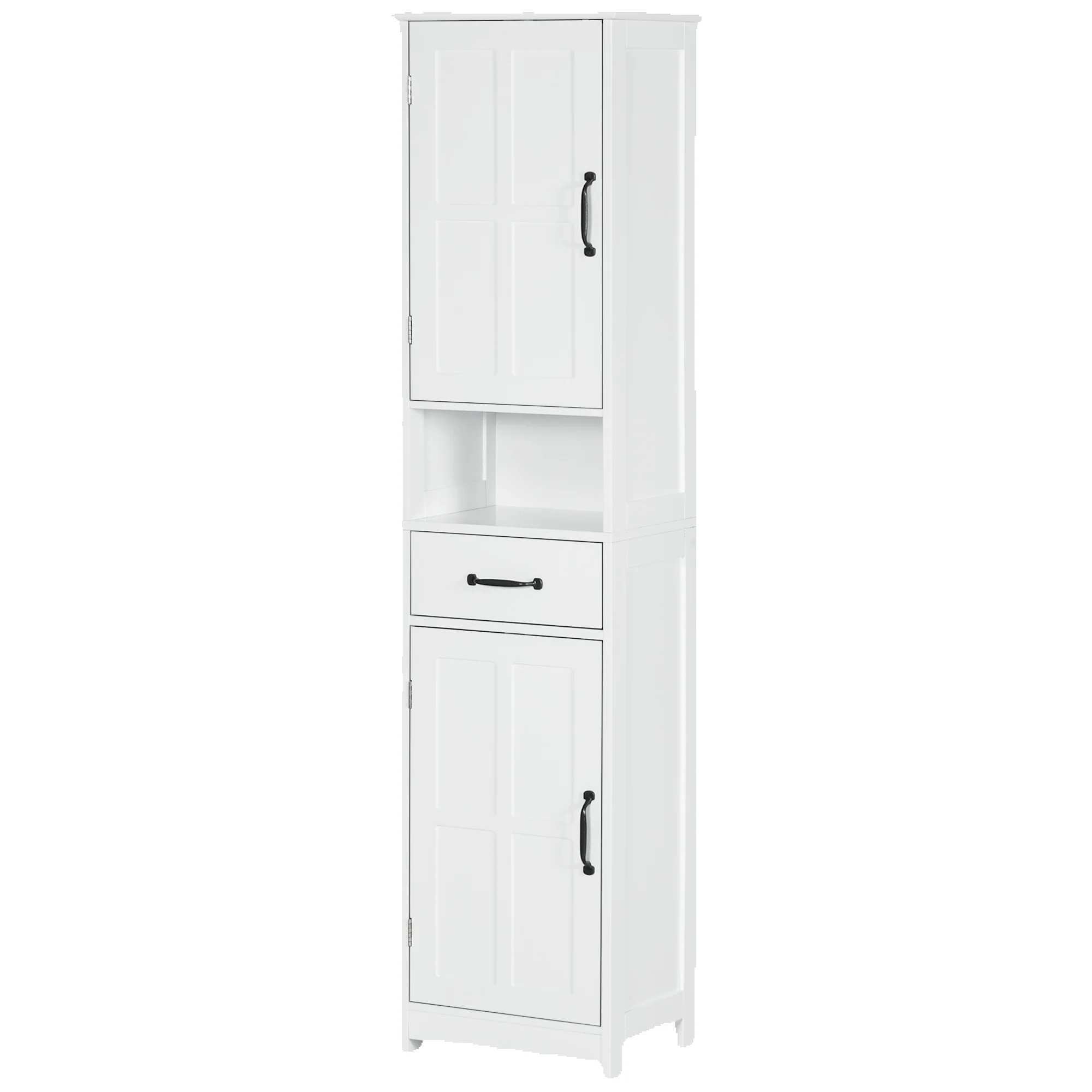 Kleankin Modern Badkamermeubel met 2 deuren 1 lade 40X30X164 cm Wit - afbeelding 2