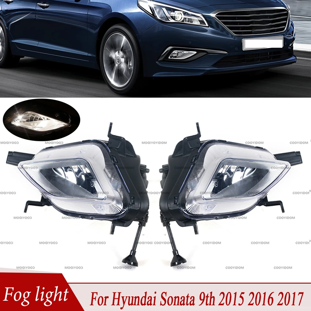 Fog Light Front Bumper Head Light ABS Car Driving Light Fog Lamp Assembly For Car For Hyundai Sonata 9 2015 2016 2017 With Bulb