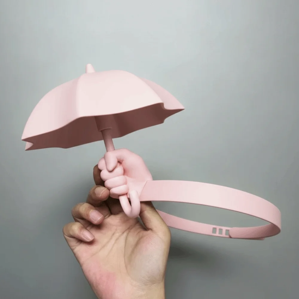 Photo Prop 3D-Printed Umbrella Hat Hand-Shaped Hands-Free Mini Parasol Sun Cap Quirky Yellow Creative Headwear Vloggers