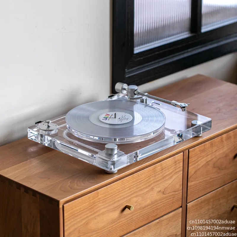 Home Bluetooth Transparent Acrylic Record Player Phonograph Record Turntable With Built-in Stereo Speakers