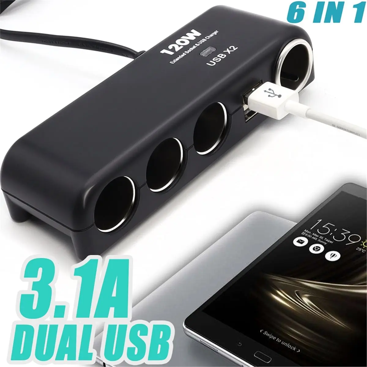 Y65A Dual USB 4 Ports Universal Auto Car Lighter Socket Multi Splitter Charger Plug Adapter Phone Quick Charger