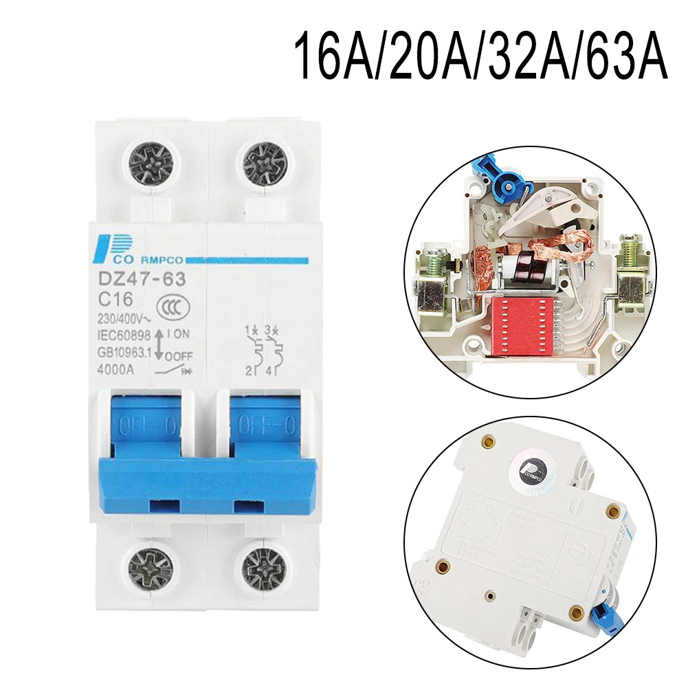 Air Switch Circuit Breaker AC 16A 20A 32A 63A 36*78mm Household Miniature Type-C Dual Connection Overcurrent Trip