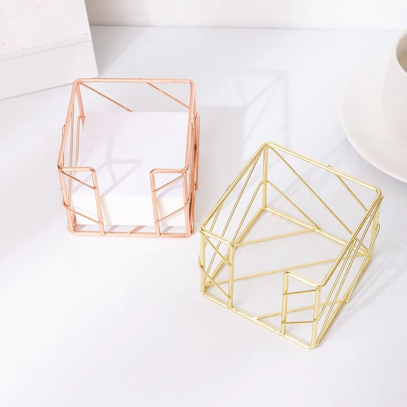 Hollowed-out Ironwork Rose Gold Note Box Metal Hard and Not Easy To Damage Desktop Office Storage Box