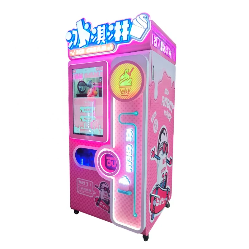 Coin Operated Fully Automatic Soft Ice Cream Vending Machine Robot Serve Ice Cream Vending Machine