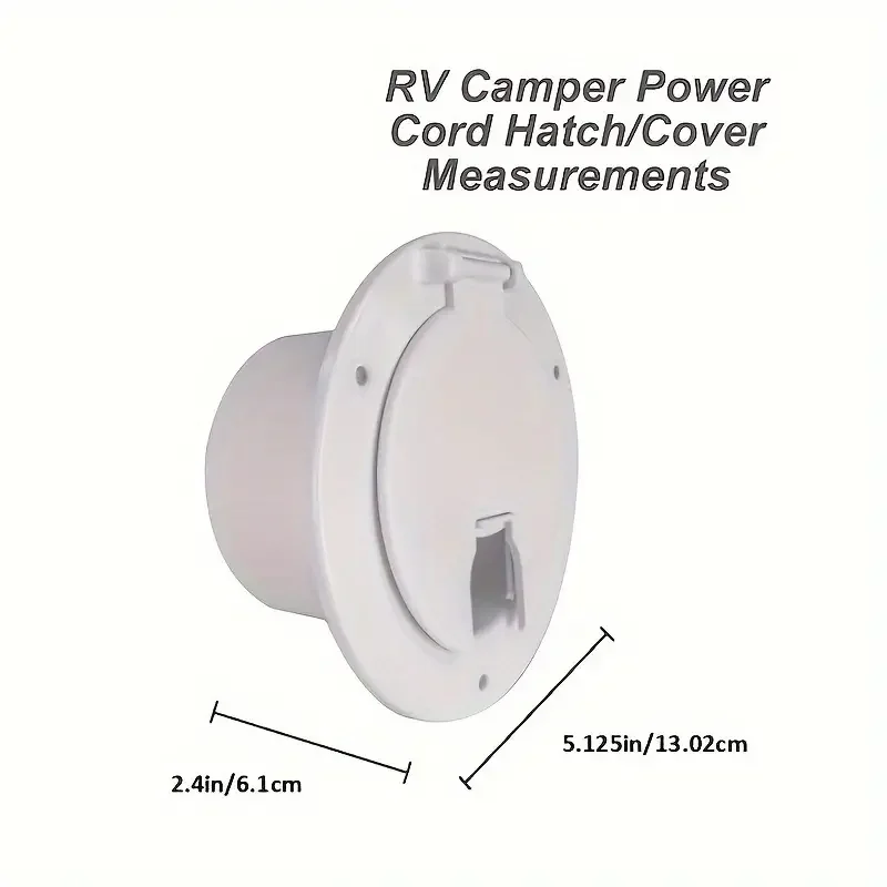 1pc RV Camper Power Cord Hatch Cover White Black Sun Fade Protected Round UV Stabilized PP Snap Lock For 30/50 Amp Cords
