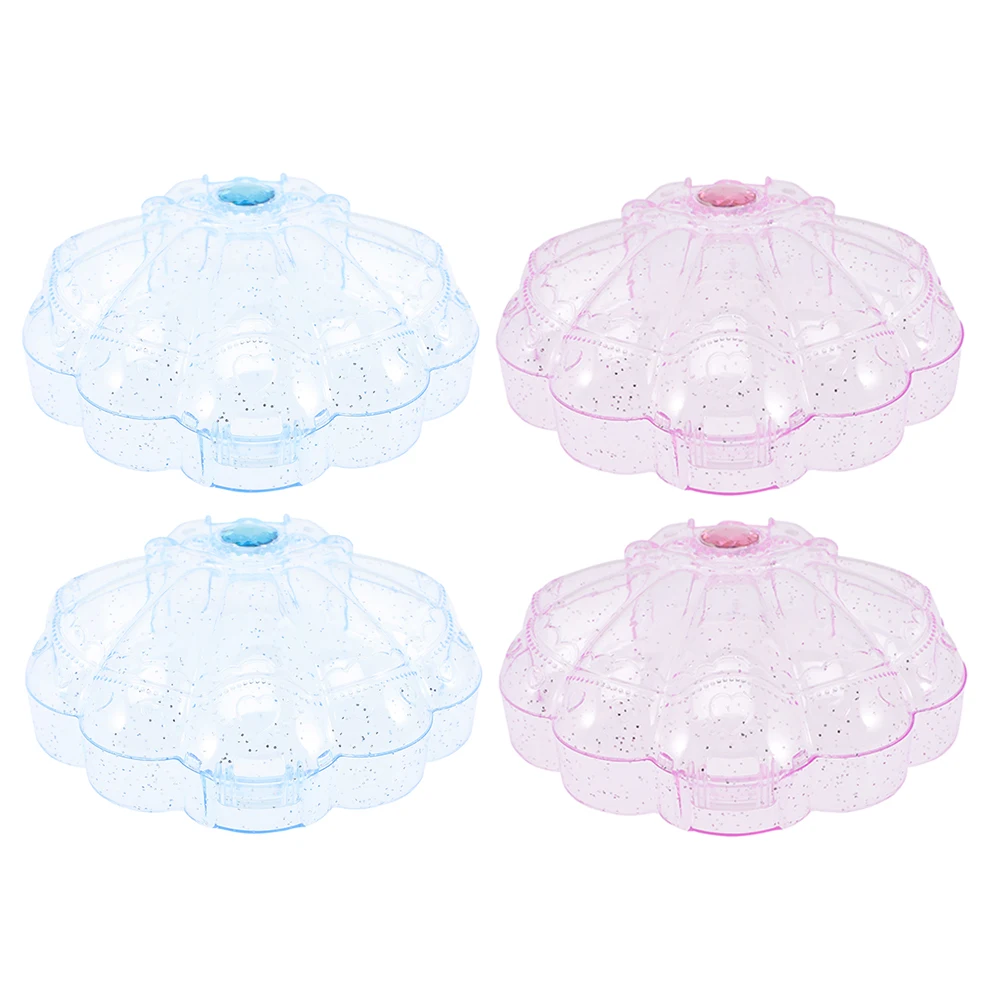 

4pcs Children's Shell Jewelry Box Clear Case Clamshell for Necklace Kids Treasure Durable Plastic Storage Bead Seashell