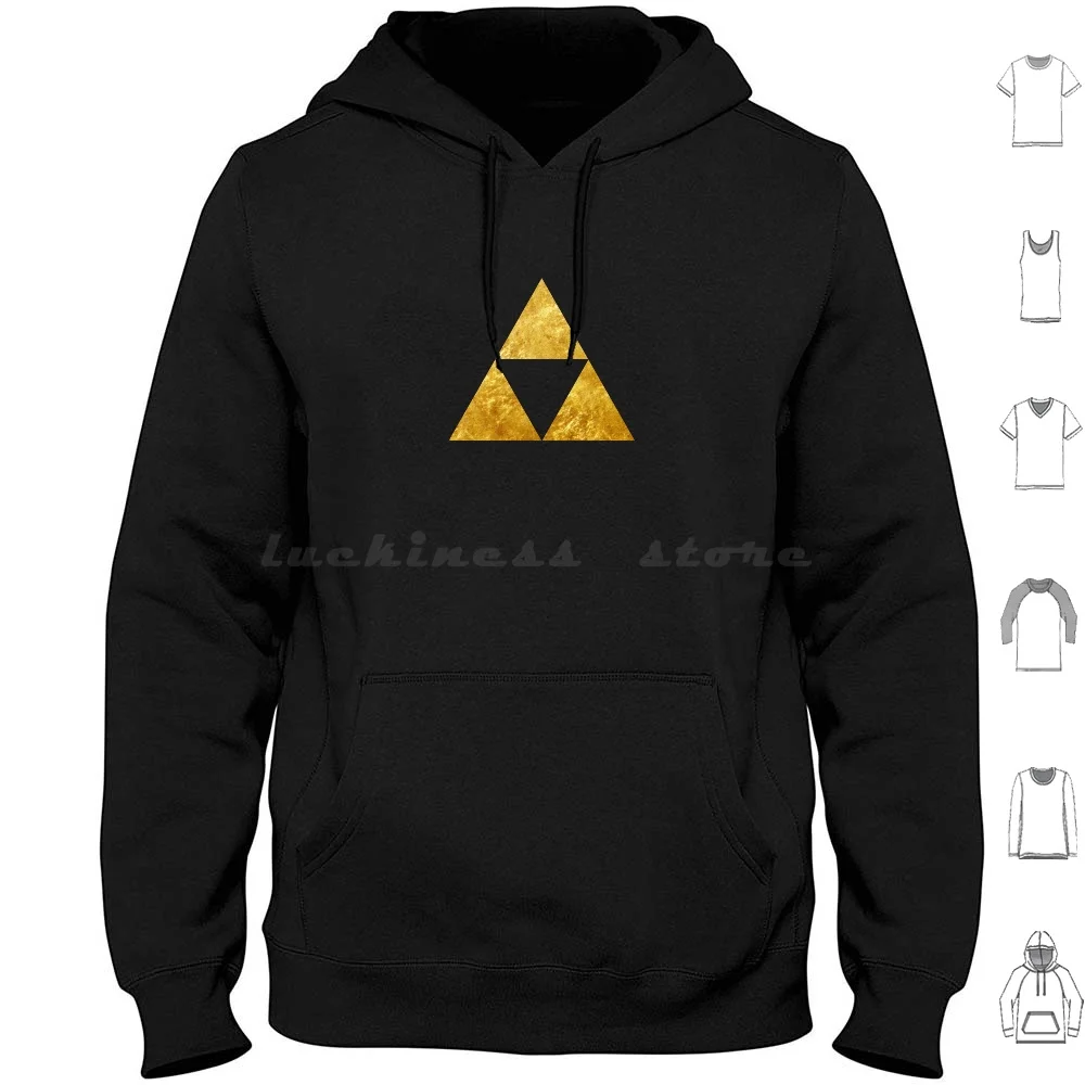 Gold Triforce Symbol Hoodie cotton Long Sleeve Legend Of Link Triforce Symbol Game Gamer Gaming Geek Gold Golden Shiny