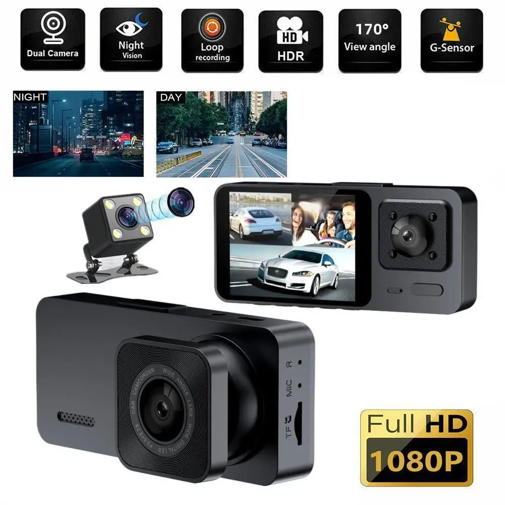

NEW IR Night Vision Vehicle Recorder HD Recording 360° View Car Dashcam 3 Channels Car DVR Driving Recording