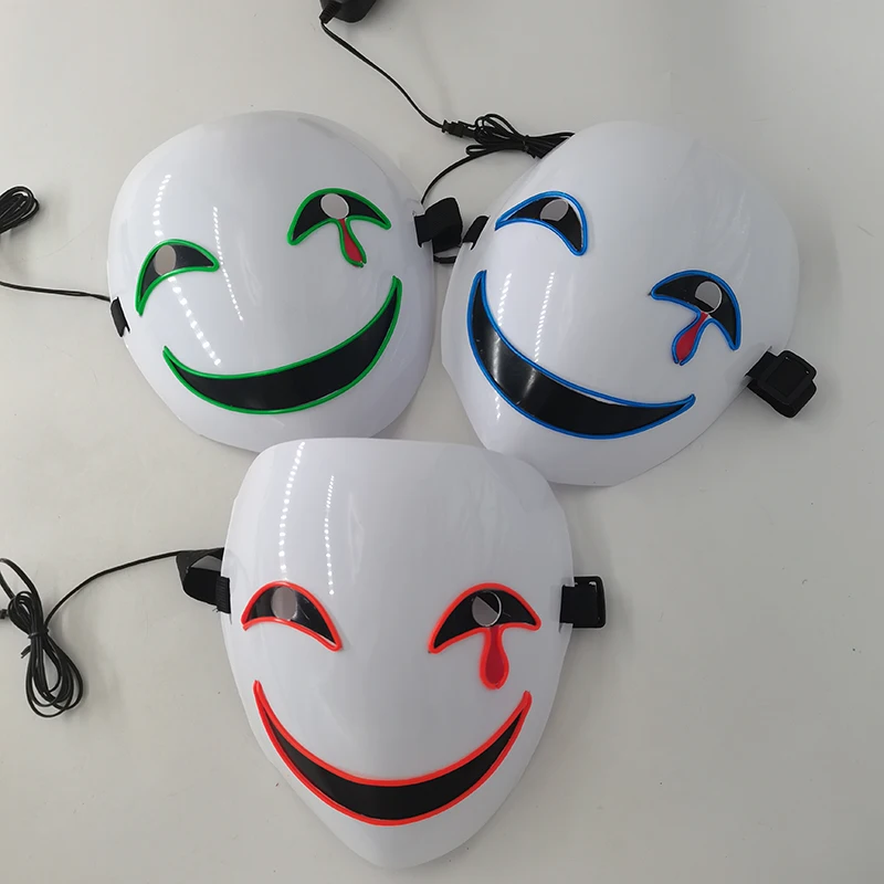 الرعب مضيئة العاطفية قناع LED توهج غاضب صرخة يبتسم أقنعة الوجه هالوين لوازم الحفلات أنيمي قناع تأثيري حلي الدعائم