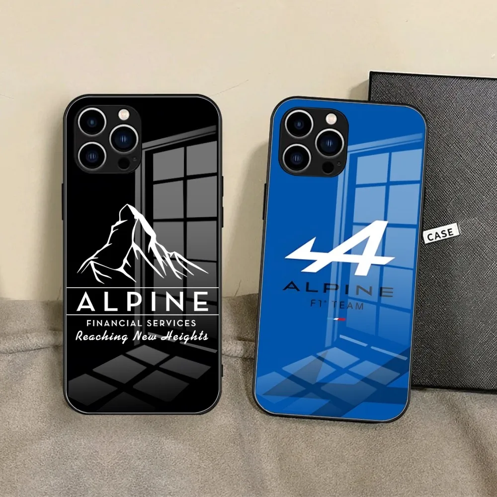 Cool A-Alpine Logo Phone Case for iPhone 15 Pro Max14 Pro 12 11 13 Mini X XR XS 8 7 Plus SE Tempered glass Back Cover