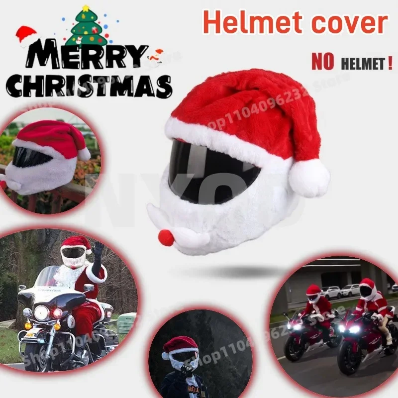 Pokrowiec na kask motocyklowy Zabawny kapelusz Świętego Mikołaja Opaska na głowę w stylu świątecznym Kapelusz na kask rowerowy na świeżym powietrzu Dekoracja do pełnego kasku LS2