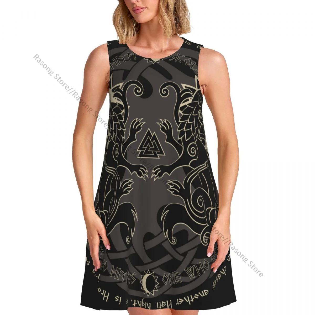 Women's Dress Summer Casual T Shirt Dresses Beach Cover up Wolves From The Heart Of Nordic Mythology Tank Dress