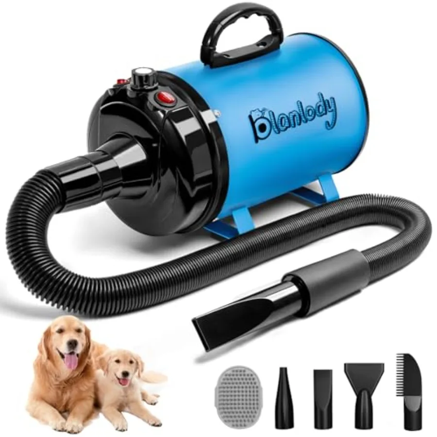 

High Velocity Dog Hair Dryer 5.2HP/ 3800W Professional Dogs Blower Grooming Dryer Adjustable Temperature and Speed Pet Dryers w