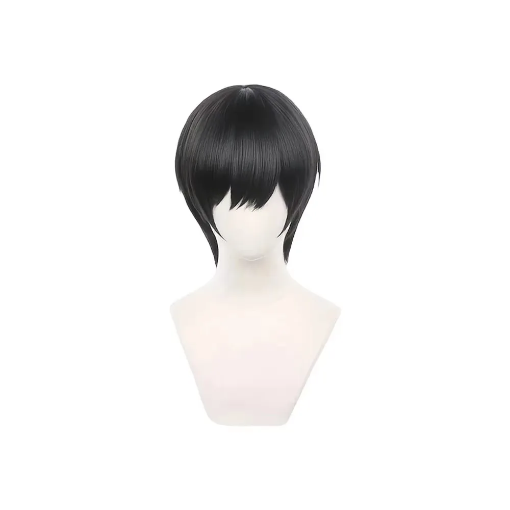 Black Short Straight Wig For Men Women Anime Boy Cosplay Heat Resistant Synthetic Hair Daily Party Unisex Wigs Accessories