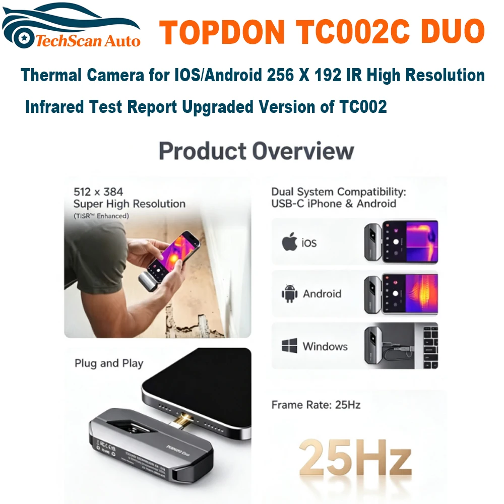 TOPDON TC002C DUO Thermal Camera for IOS/Android 256 X 192 IR High Resolution Infrared Test Report Upgraded Version of TC002