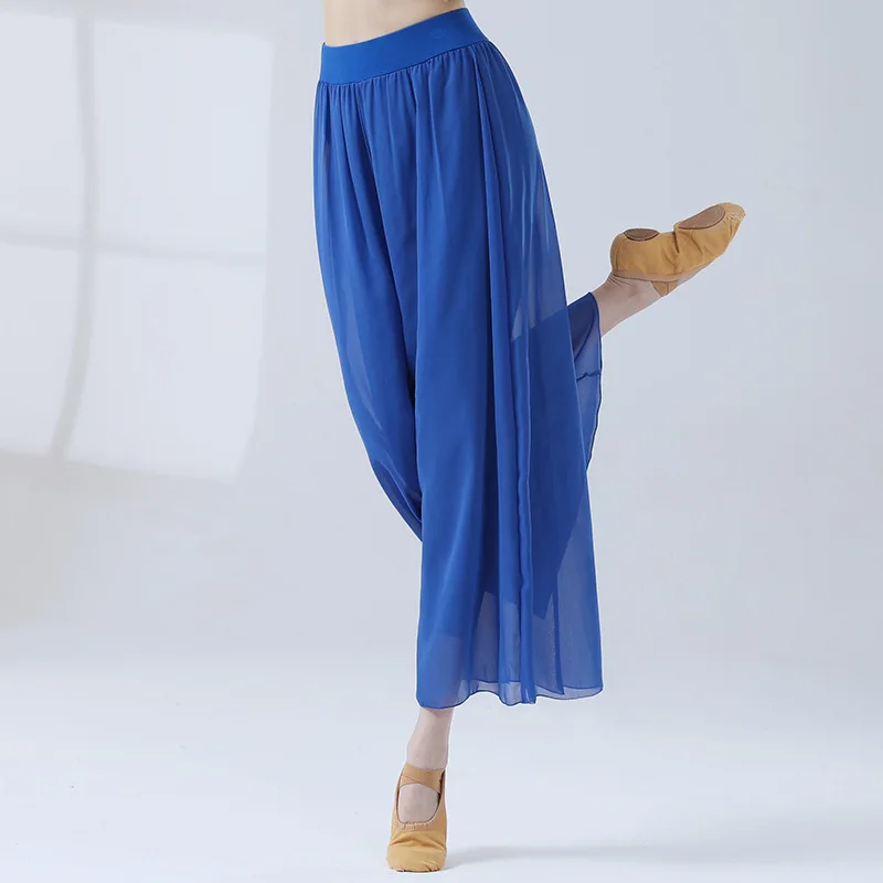 Classical Dance Chiffon Culottes For Women 2 Layer Wide-leg Pants Modern Dance Loose Flowing Practice Chinese Folk Dance Costume