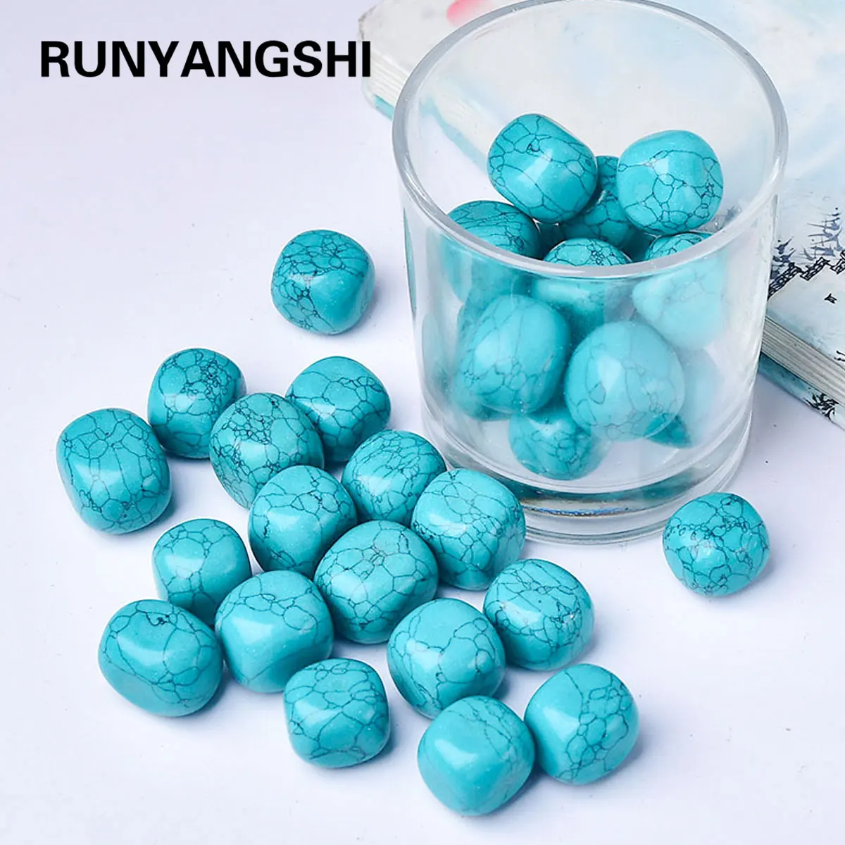 50g/bag Natural Turquoise Rolling Stones Bulk Quartz Healing Gemstones Gravel Garden Fish Tank Decorative Stone