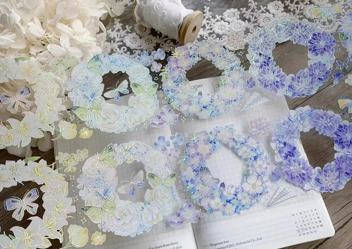 

Vintage Floral Butterfly Frames Washi PET Tape for Card Making DIY Scrapbooking Decorative Sticker