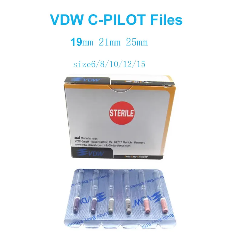 Size 6/8/10/12/15 VDW STERILE C-PILOT Files 19mm 21mm 25mm VDW C-Pilot Files Endo Files Dental Root Canal Files VDW C Pilot