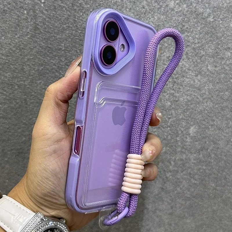 

Роскошный чехол-кошелек с ремешком для iPhone 11 12 13 14 15 16 Pro Max Plus X Xs Xr, прозрачный, ударопрочный, с бампером