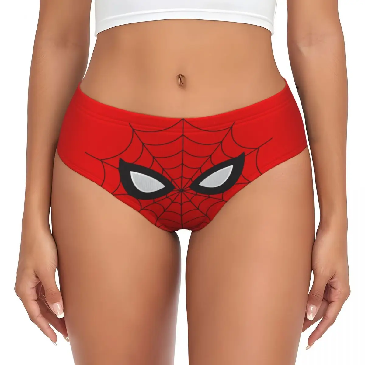 Custom Women Spider Red Web Brief Panties Female Soft Cartoon Underwear Underpants