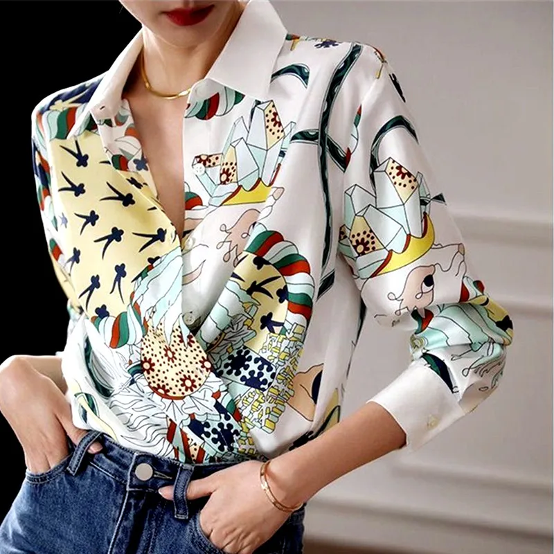 

Runway New Women Vintage Retro Floral Printed Blouses Work Office Lady Shirts Woman Party Nice Elegant Blousa Tunic Tops NZ191