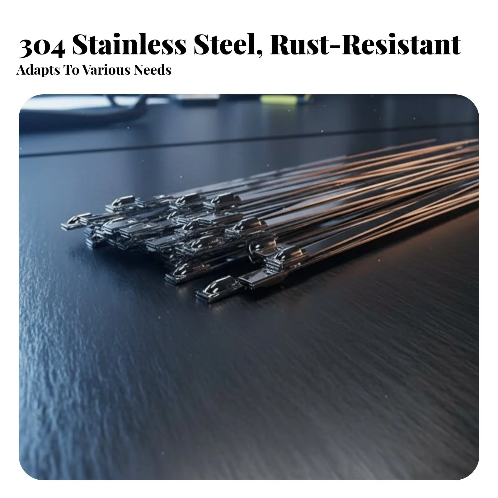

100 Pieces Stainless Steel Cord Tie Rust Resistant Stainless Steel Cord Ties Automatic-Locking Metal Ties Rust Resistant Metal