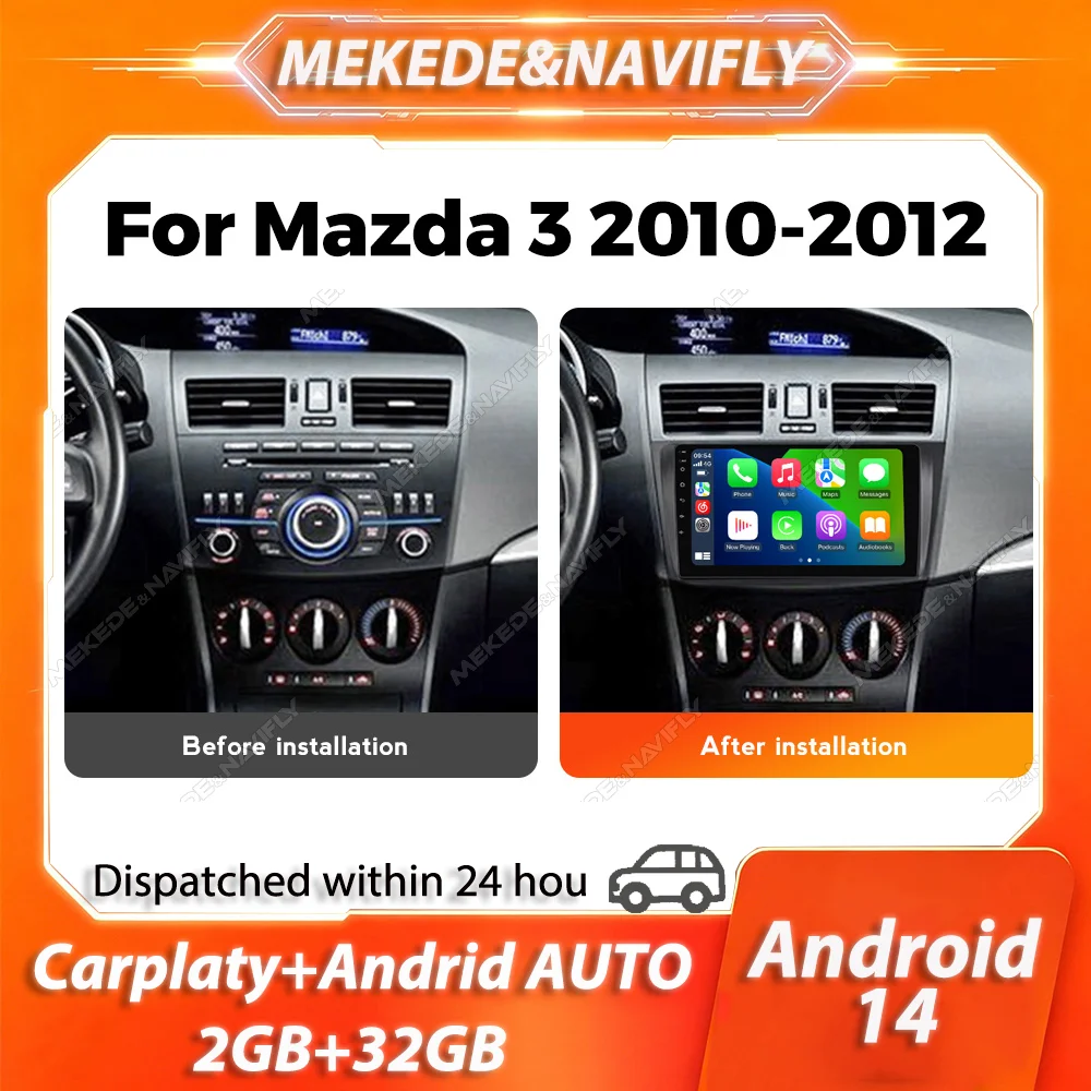 

MEKEDE Carplay For Mazda 3 Axela 2009 2010 2011 2012 2013 android 14 Car Radio GPS autoradio Stereo Intelligent car audio system
