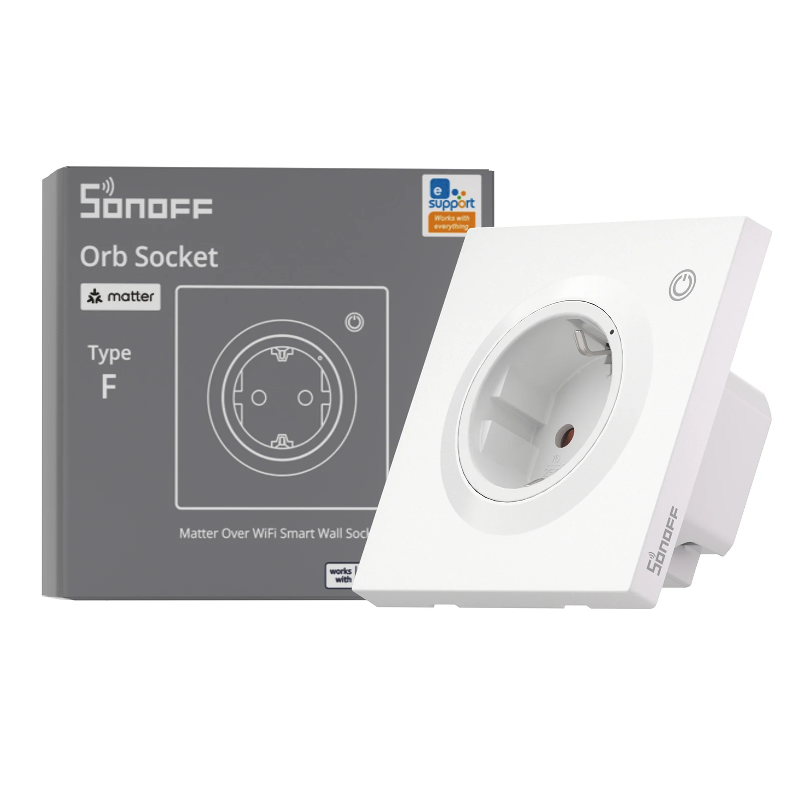 SONOFF WS01TPF-E Orb Socket Matter Over WiFi EU Inteligentne Gniazdko Ścienne Typu F z Funkcją Monitorowania Zużycia Energii i Inteligentną Ochroną Przed Przeciążeniem — 2