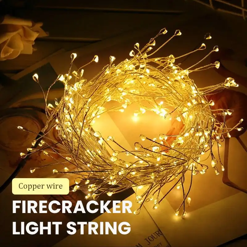 

1.5M3M/6M/9M LED Christmas Garland Light Starry Cluster Light With Remote USB Powered Firecracker Copper Wire Fairy String Light