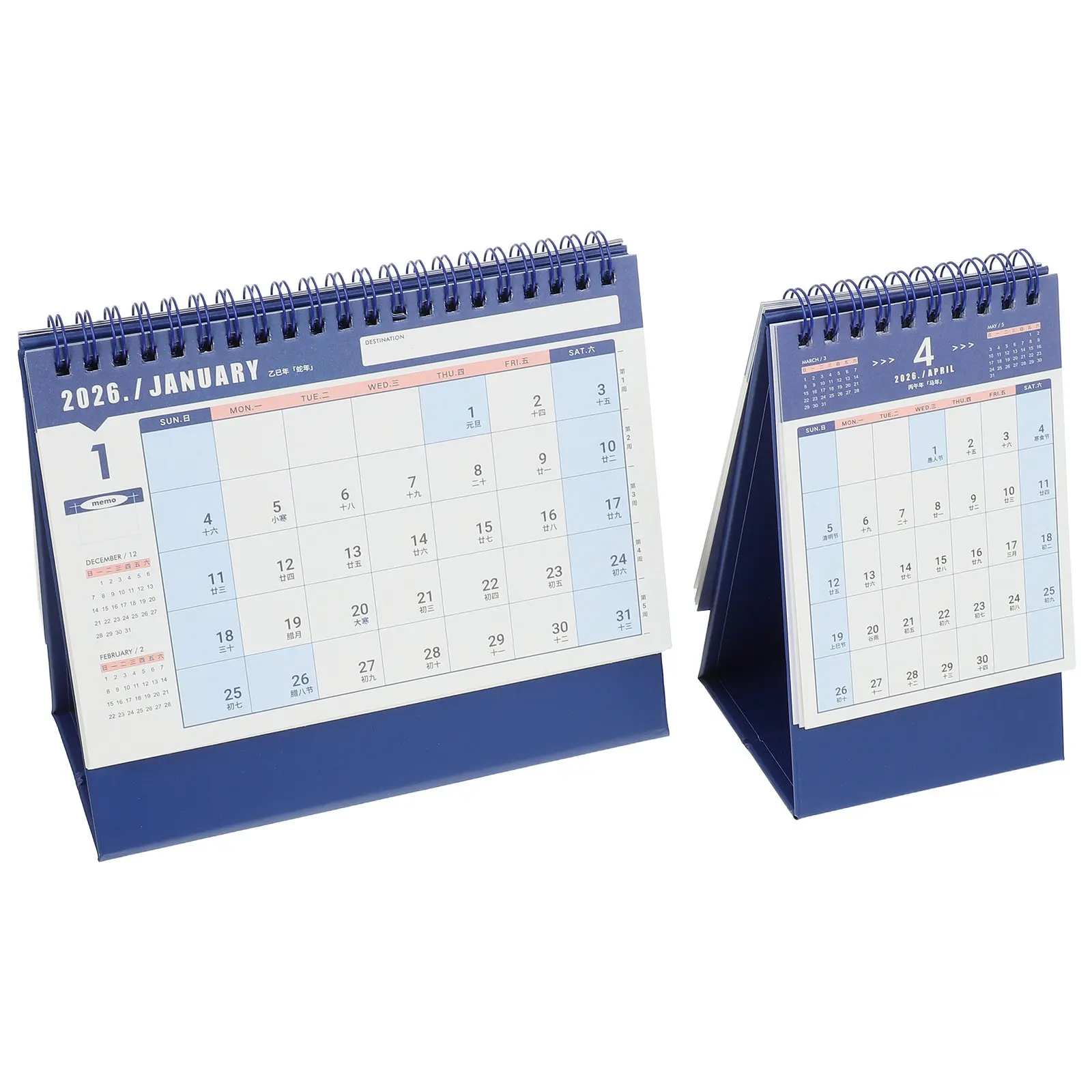 2Pcs Desk Calendar 2026 Minimalist Flip Standing Desktop Planner Daily Habit Tracker Office Home Study 2026 Desktop Calendar