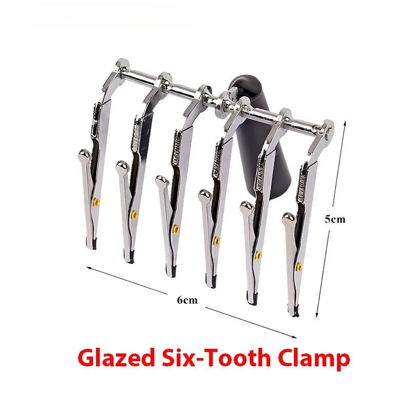 1Pcs Dental Glazed Six-tooth Clamp Ceramic Veneer Porcelain Brush Glazed Temporary Crown Holder Clamp Denture Laboratory Tools
