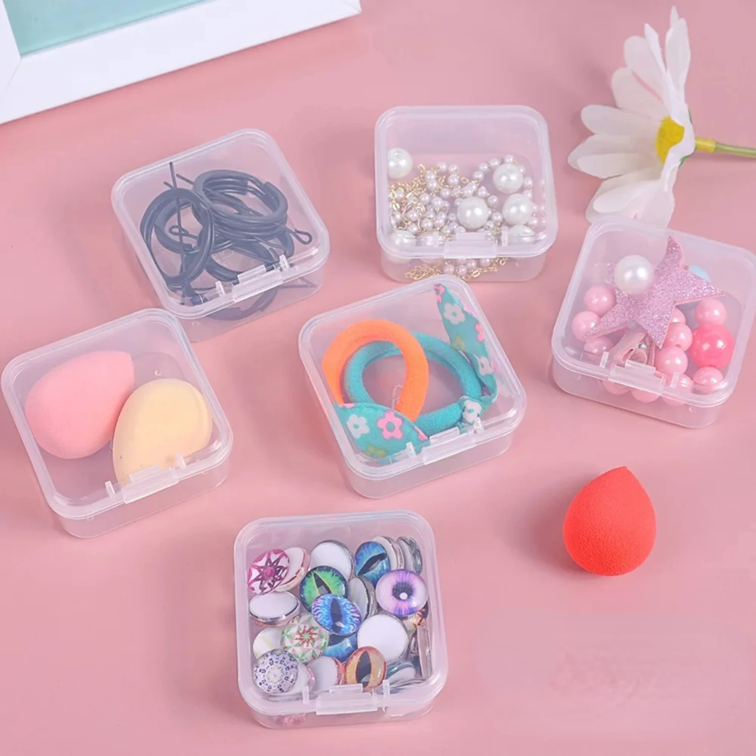 Portable Transparent Plastic Jewelry Box Container for Earrings, Rings, and Earplugs - Set of 12/6 Pieces