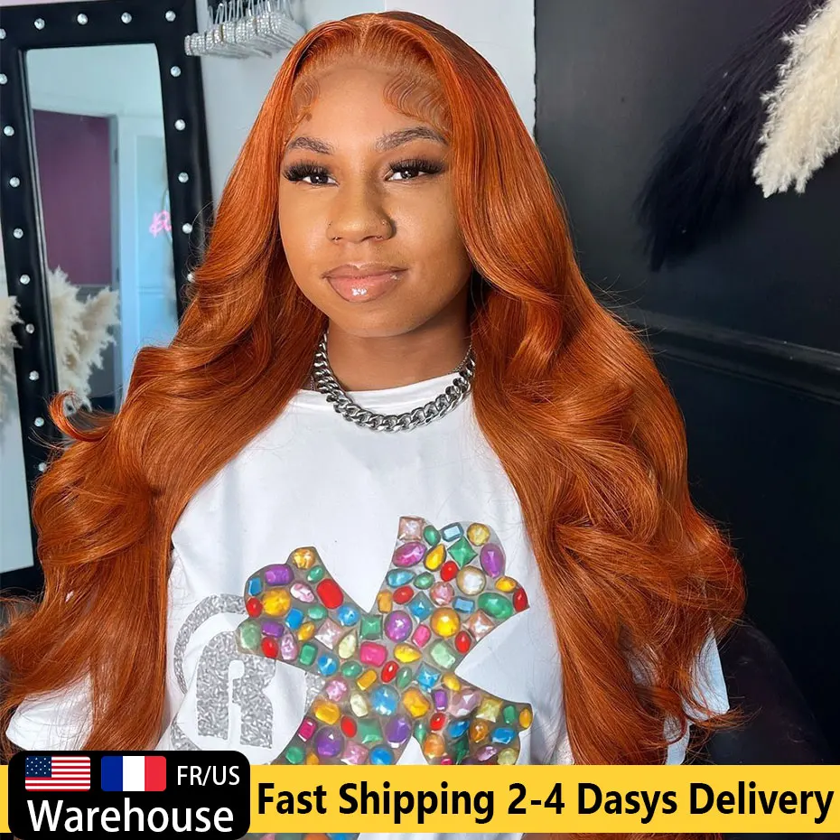 Ginger Orange 13x6 Lace Front Wigs Human Hair Body Wave 13x4 Human Hair Lace Frontal Wigs Transparent Lace Wig For Women