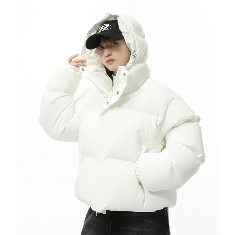 2024 Hooded Men's Parkas Solid Color Korean Style Drawstring Thickened Casual Coats Cotton Loose Male Padded Jackets New