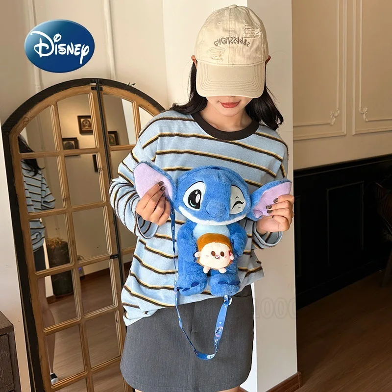 Disney Stitch Nowa Dziecięca Pluszowa Torebka Cartoon Urocza Mini Pluszowa Torba na Ramię Modna Dziecięca Pluszowa Torba na Ramię typu Crossbody
