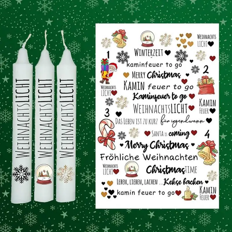 Christmas Candle Snowman Water Sticker Water Slide Foil Ceramic Stickers For Christmas Creative DIY Crafts Film Stickers Set