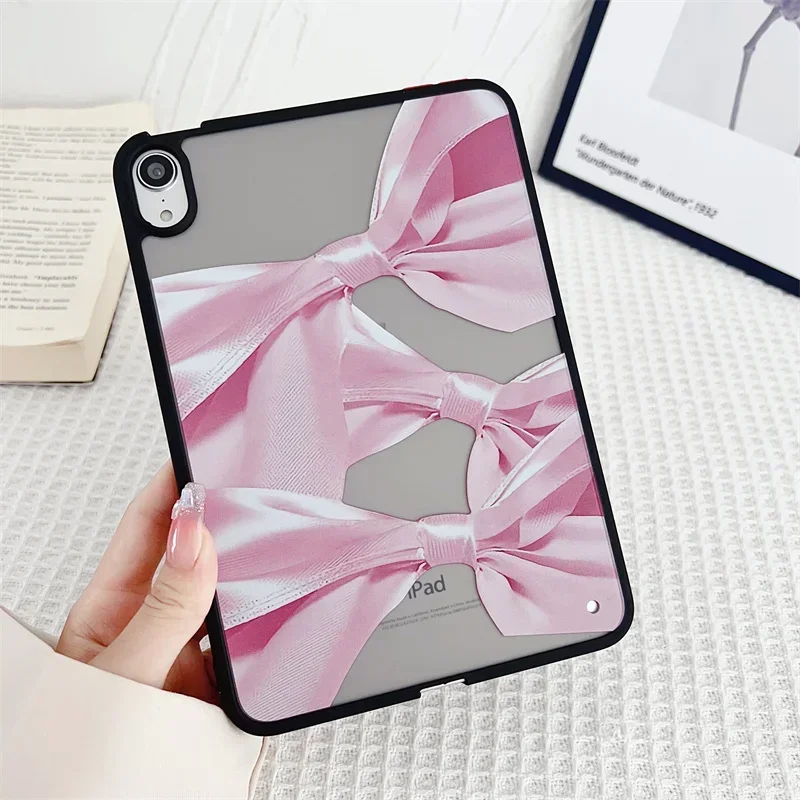 Oil Flower Cute Bow Back Cover for IPad 10th 9th 8th 7th 6th 5th Genration Case IPad Pro 11 10.5 Air 5 4 3 MIni 1 2 3 4 5 6 Case