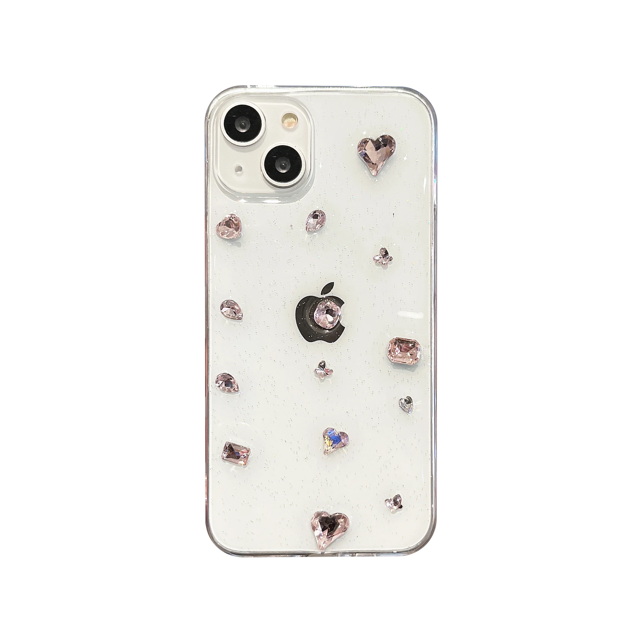 Korean INS Artificial Gems Transparent Fashionable Case for iPhone 14 13 Pro Max Back Phone Cover for 12 11 Pro Max Capa