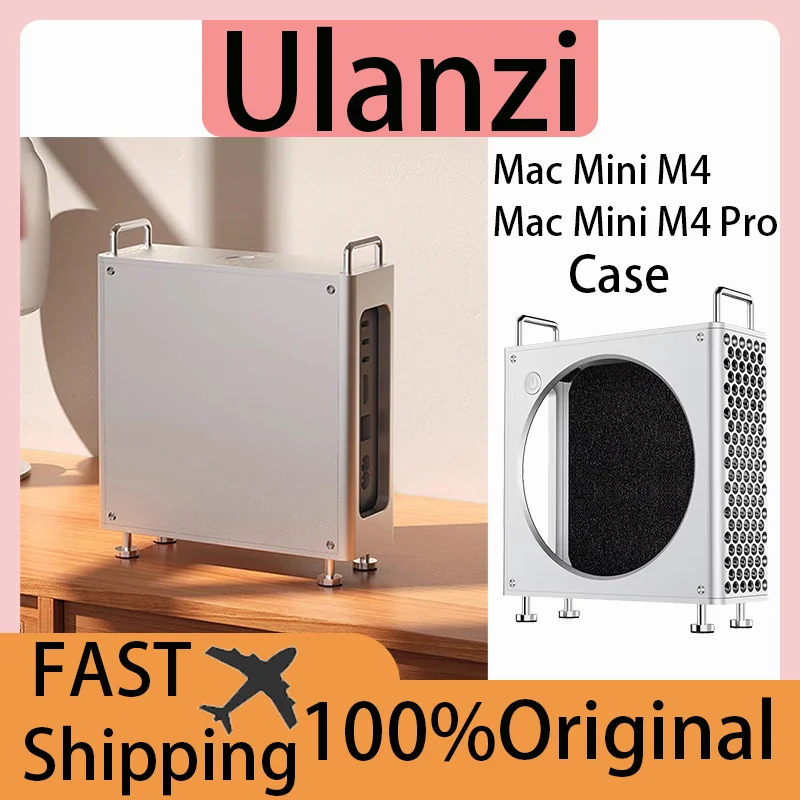 

Ulanzi QT01 Aluminum Alloy Case For Mac Mini M4/M4 Pro Dustproof Shockproof Rapid Heat Dissipation Custom Magnetic Side Stand