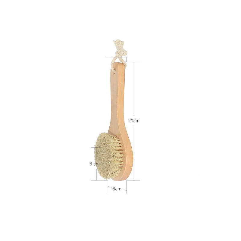 Wooden Handle Bathroom Brush Natural Bristles Massage Exfoliating Body Brush Foot Scrubber SPA Dry Skin Bath Shower Tool