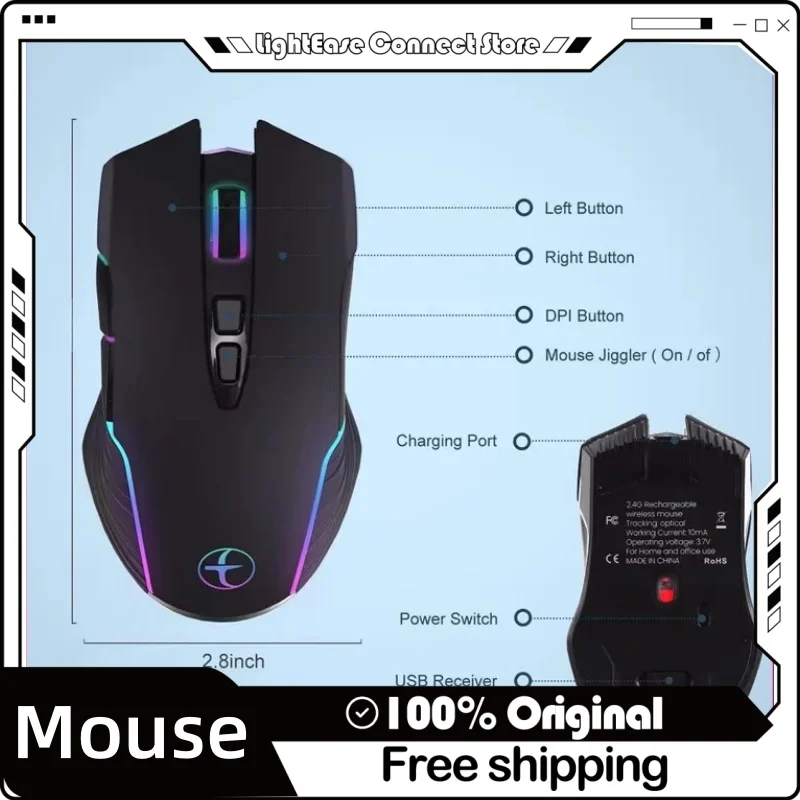 

2.4G Wireless Mouse Type-C For Macbook Laptop Computer Ergonomics Silent Click Mice Rechargeable Wireless Mouse Plug And Play