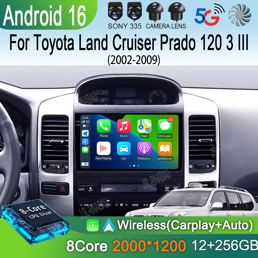 

Android 16 Car Radio For Toyota Land Cruiser Prado 120 3 III For Lexus GX470 GX 470 J120 2002 - 2009 Multimedia Video Player